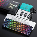 Tezarre TK-63 Wireless Mechanical Gaming Keyboard – Tri-Mode (2.4GHz / BT 5.0 / USB-C), Hot-Swappable Gateron Optical Switches, PBT Pudding Keycaps & RGB