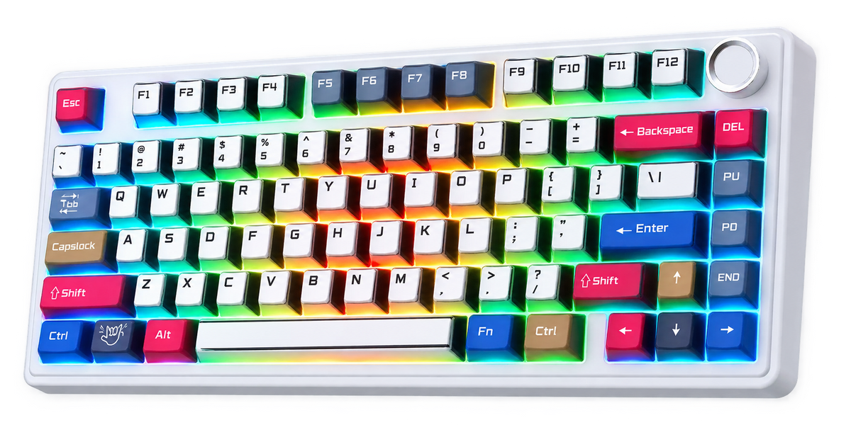 Aula F75 Wireless Mechanical Keyboard, Creamy Keyboard with RGB Backlit Hot Swappable, 81 Keys 75% Layout Gaming Keyboard, Bluetooth/2.4GHz/Type-C, Creamy Sounding, Reaper Switches (Comic)