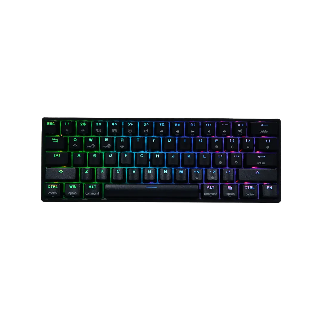 Tezarre TK-63 Wireless Mechanical Gaming Keyboard – Tri-Mode (2.4GHz / BT 5.0 / USB-C), Hot-Swappable Gateron Optical Switches, PBT Pudding Keycaps & RGB