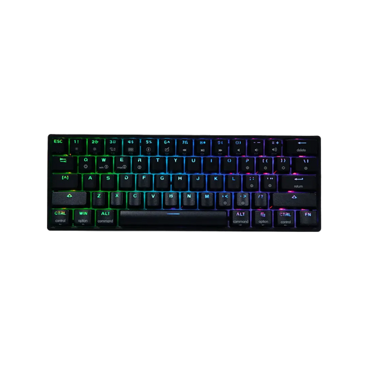 Tezarre TK-63 Wireless Mechanical Gaming Keyboard – Tri-Mode (2.4GHz / BT 5.0 / USB-C), Hot-Swappable Gateron Optical Switches, PBT Pudding Keycaps & RGB
